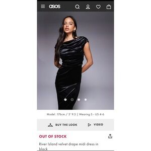 ASOS DESIGN Maternity Velvet Drape Midi Dress Black Cowl Neck‎ US 10 NWT
